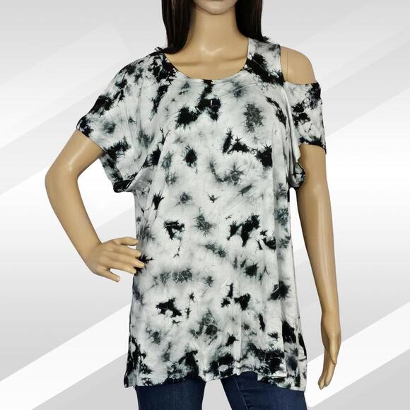 2/$30 Lane Bryant LIVI Cutout Tie-Dye Tee Size 14/16 | Short Sleeve Casual Top - Picture 1 of 6